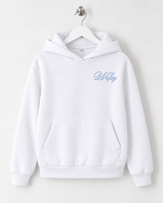 Wifey Embroidered Hoodie - White