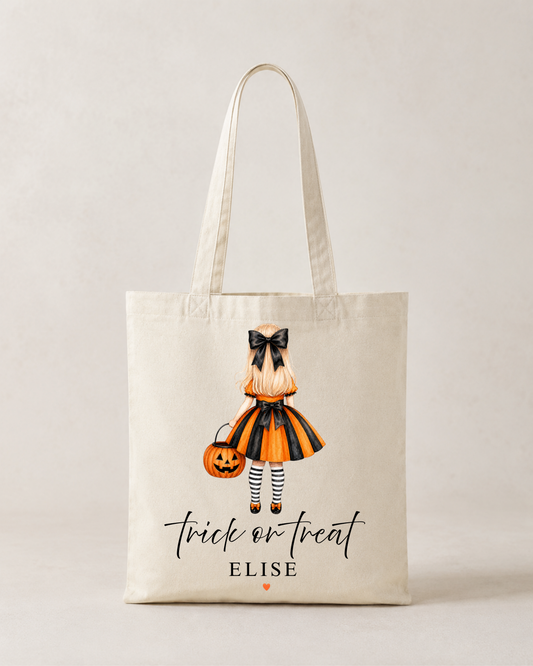 Personalised Children's Halloween / Trick or Treat Tote Bag / Little Girl Halloween Bag / little Boy Halloween Bag