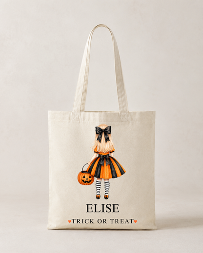 Personalised Children's Halloween / Trick or Treat Tote Bag / Little Girl Halloween Bag / little Boy Halloween Bag