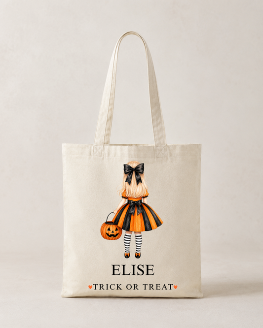 Personalised Children's Halloween / Trick or Treat Tote Bag / Little Girl Halloween Bag / little Boy Halloween Bag