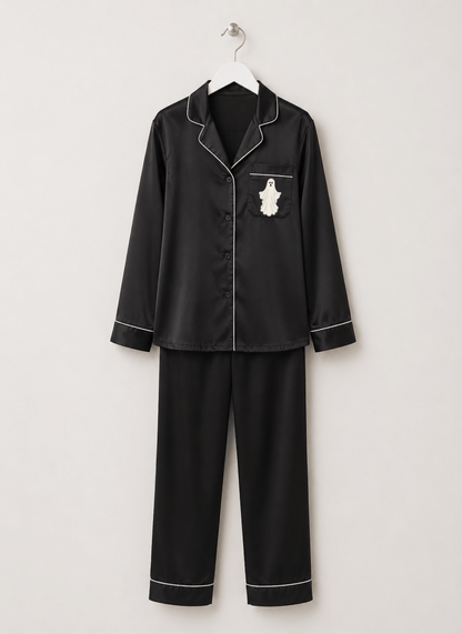 Adult Halloween Ghost Satin Pajamas