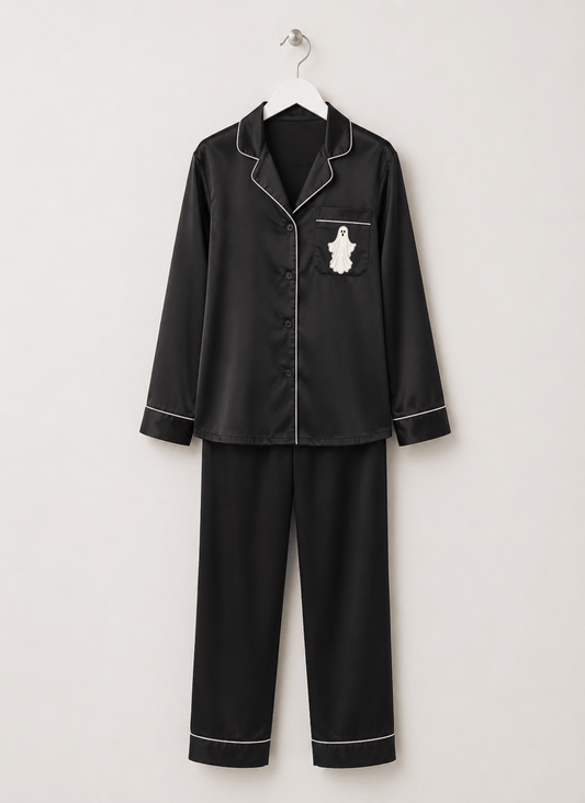 Adult Halloween Ghost Satin Pajamas