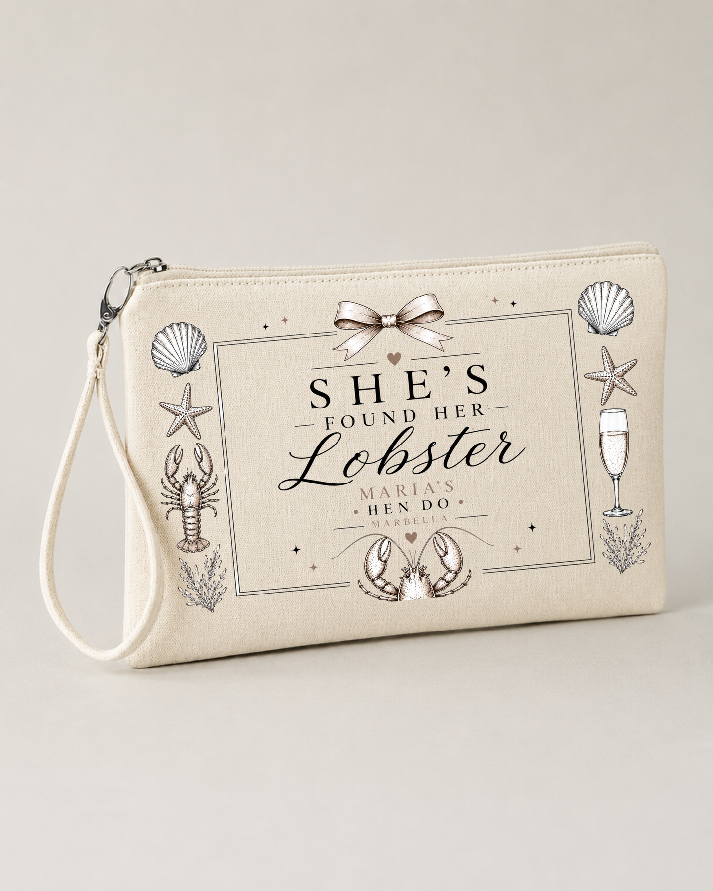 Personalised Hen Party Clutch Bag- She's Found Her Lobster