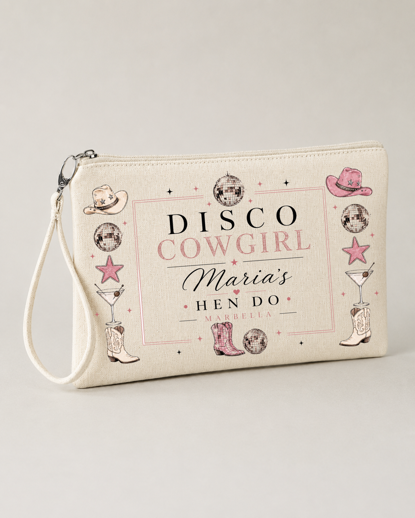 Personalised Hen Party Clutch Bag- Disco Cowgirls