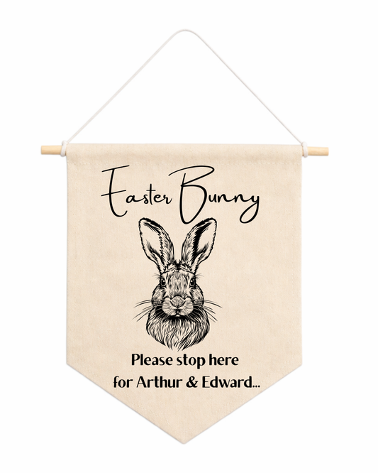Personalised Easter Bunny Stop Here Flag