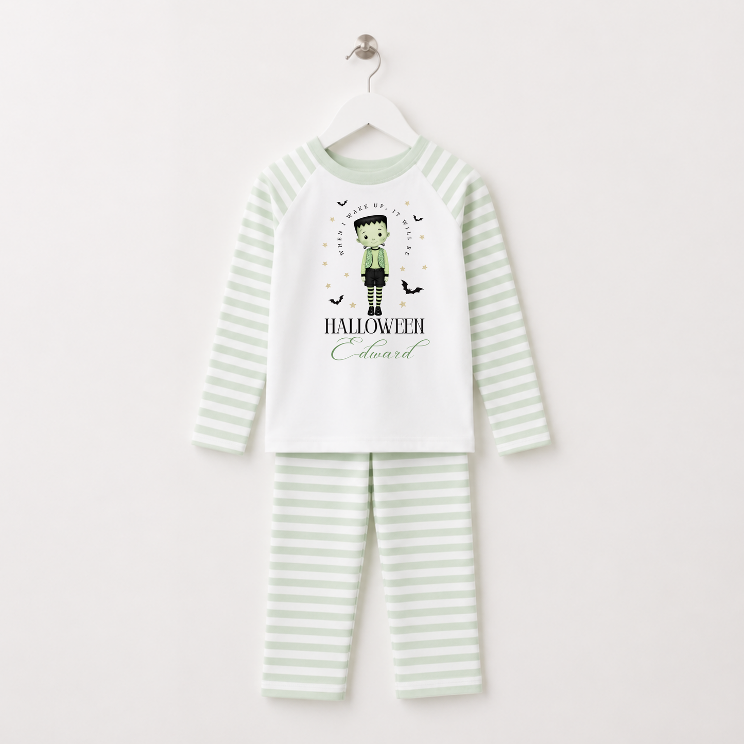 When i wake up, It will be Halloween Frankenstein Personalised Pajamas