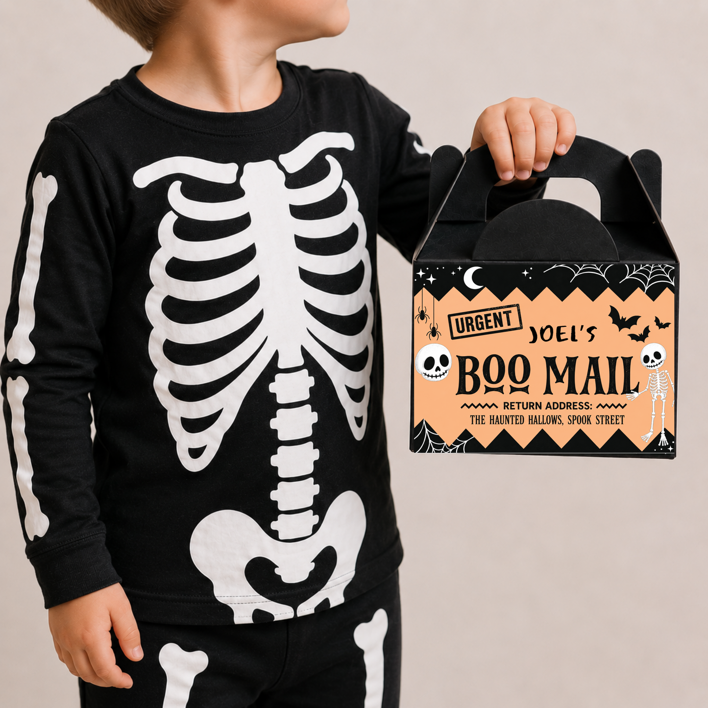 Children's Personalised Halloween Treat Box - Orange