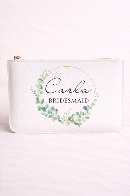 Personalised Wedding Leather Clutch Bag