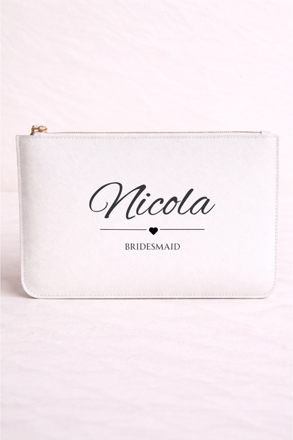 Personalised Wedding Leather Clutch Bag