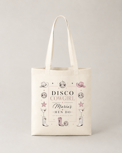 Personalised Hen Do Tote Bag -Disco Cowgirl